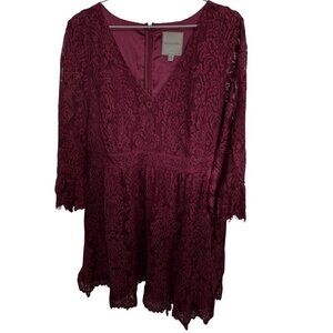 ModCloth dark red lace dress with wide sleeves XL